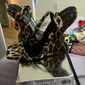 Azalea wang panthress  Leopard Print Wedge Sandals